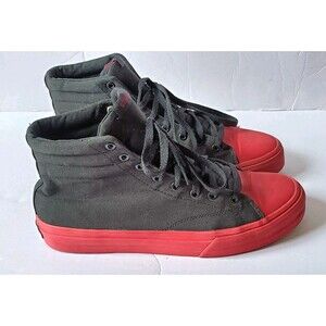 Straye Shoes Men's Size 10.5 Black Red Mid Top Sneakers